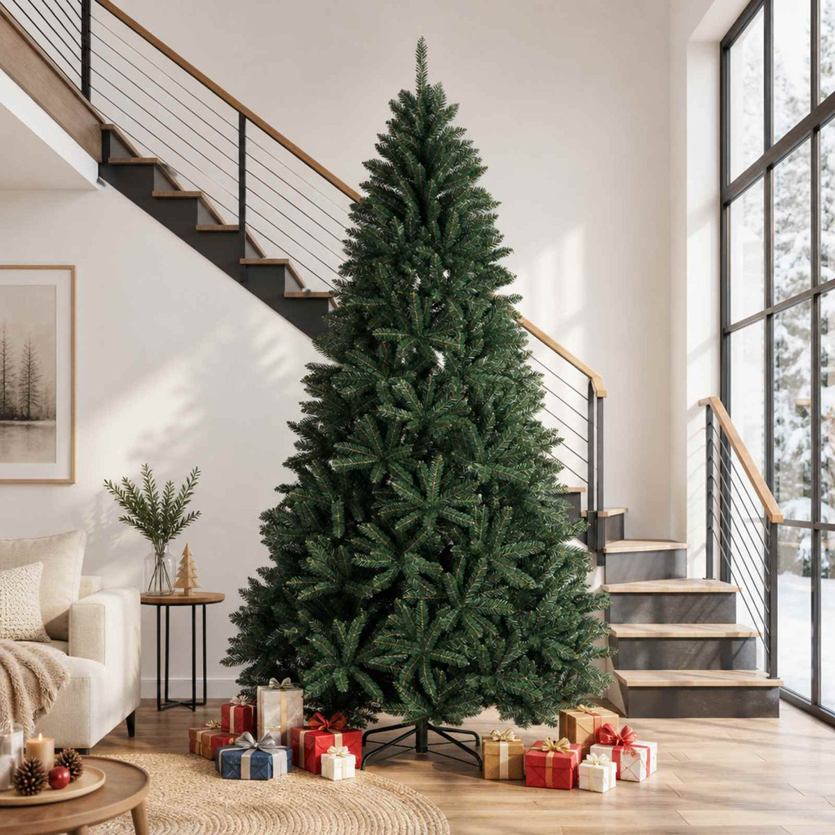 Artificial Christmas Tree with Bauble 270 cm Dark Green Ø 128 x 270 cm without LED