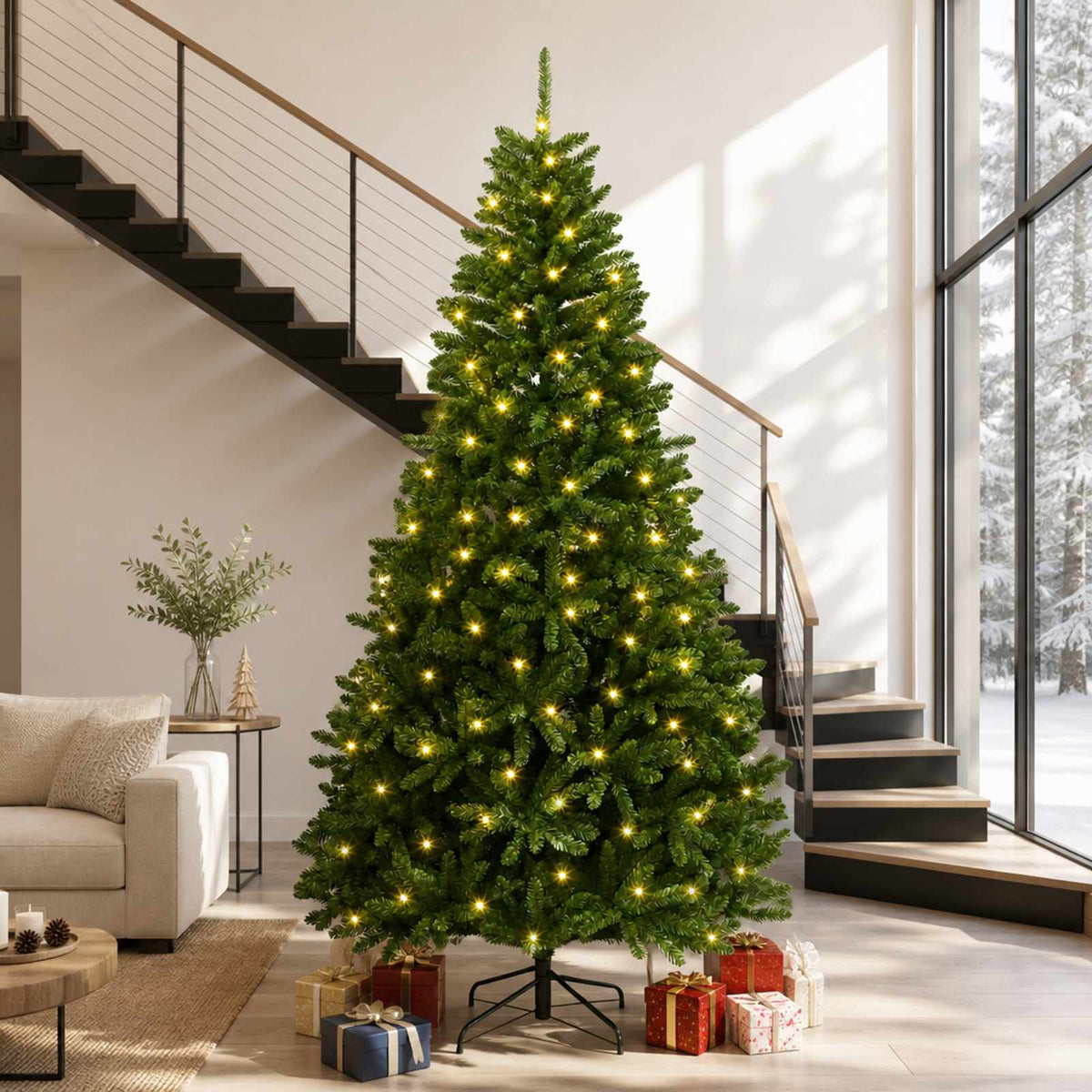 Artificial Christmas Tree with Bauble 120 cm Light Green Ø 138 x 300 cm with 1000 LEDs