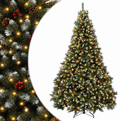 Artificial Christmas Tree Green with Bauble 240 cm 300 LEDs Green with Frosted Tips Ø 120 x 240 cm with 600 LEDs