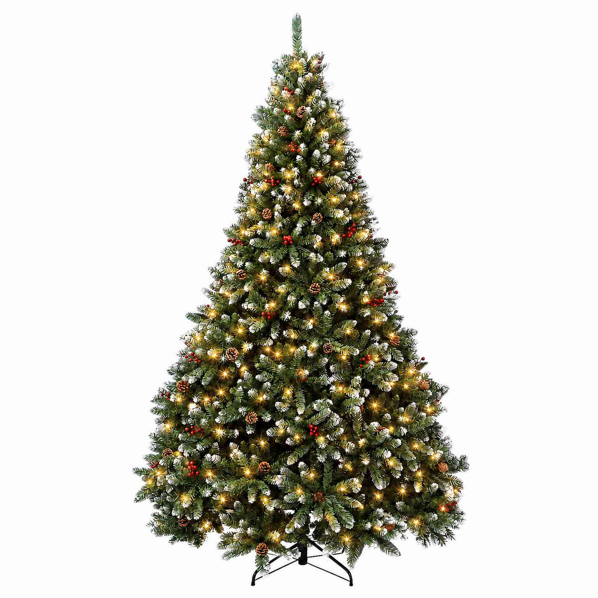 Artificial Christmas Tree Green with Bauble 240 cm 300 LEDs Green with Frosted Tips Ø 120 x 240 cm with 600 LEDs