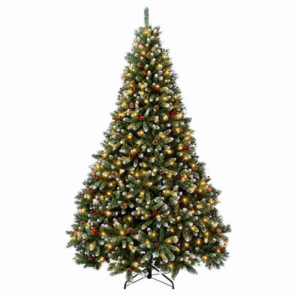 Artificial Christmas Tree Green with Bauble 240 cm 300 LEDs Green with Frosted Tips Ø 120 x 240 cm with 600 LEDs