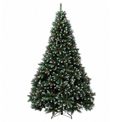 Artificial Christmas Tree Green with Bauble 240 cm 300 LEDs Green with Frosted Tips Ø 120 x 240 cm with 600 LEDs