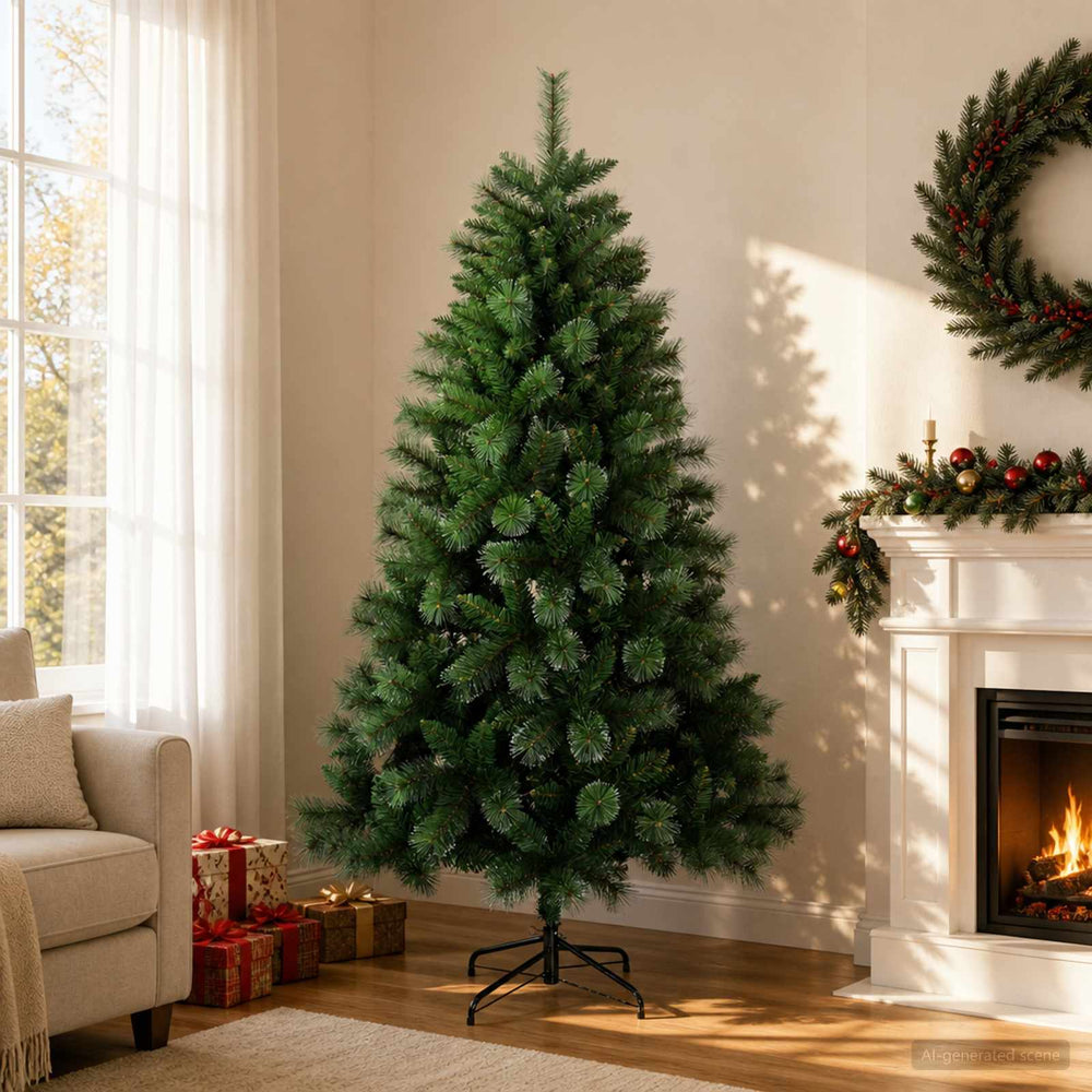 vidaXL Artificial Christmas Tree PVC and Metal Green