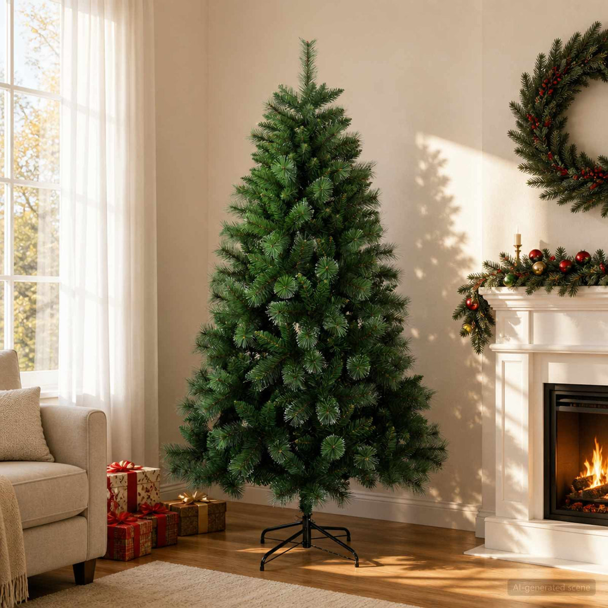 Artificial Christmas Tree PVC and Metal Green 120 cm