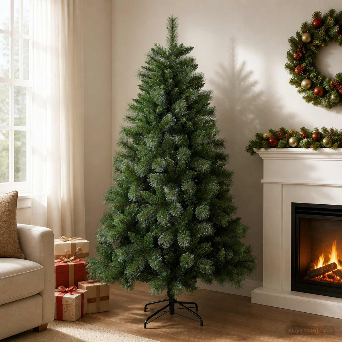 Artificial Christmas Tree PVC and Metal Green 210 cm