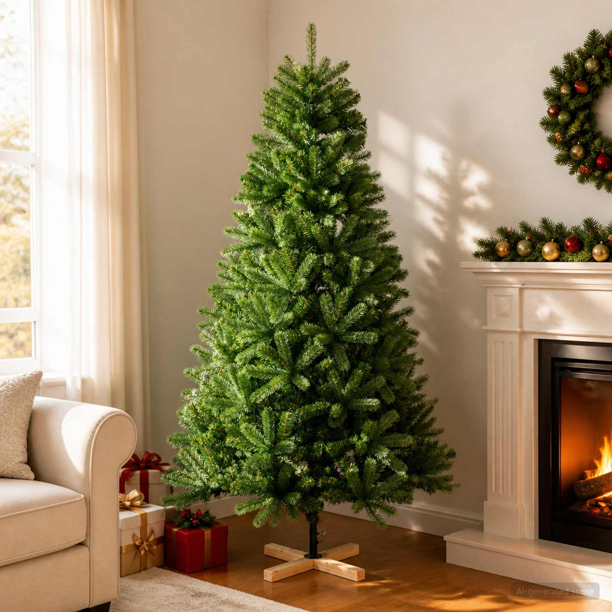 Artificial Christmas Tree PVC and Solid Pine Wood Green 120 cm