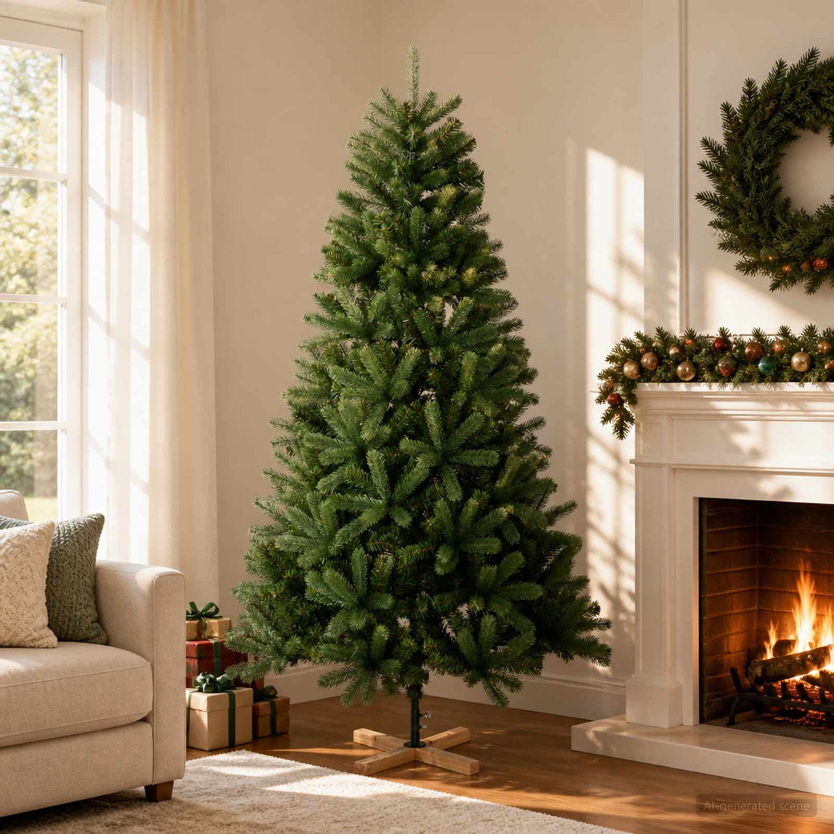 Artificial Christmas Tree PVC and Solid Pine Wood Green 150 cm