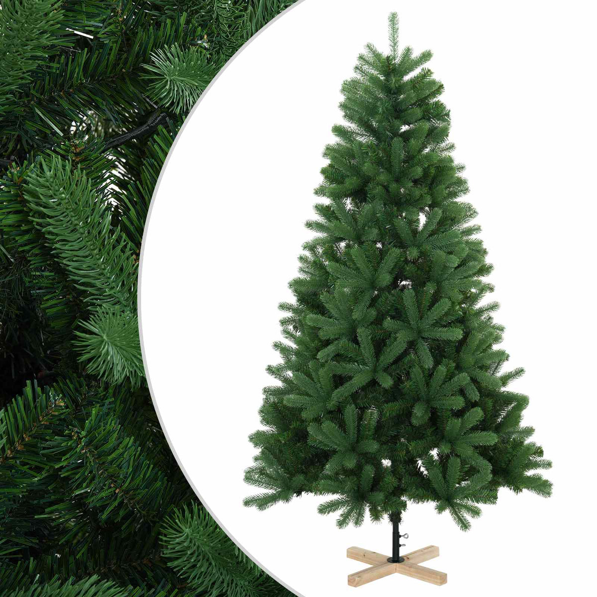 Artificial Christmas Tree PVC and Solid Pine Wood Green 180 cm