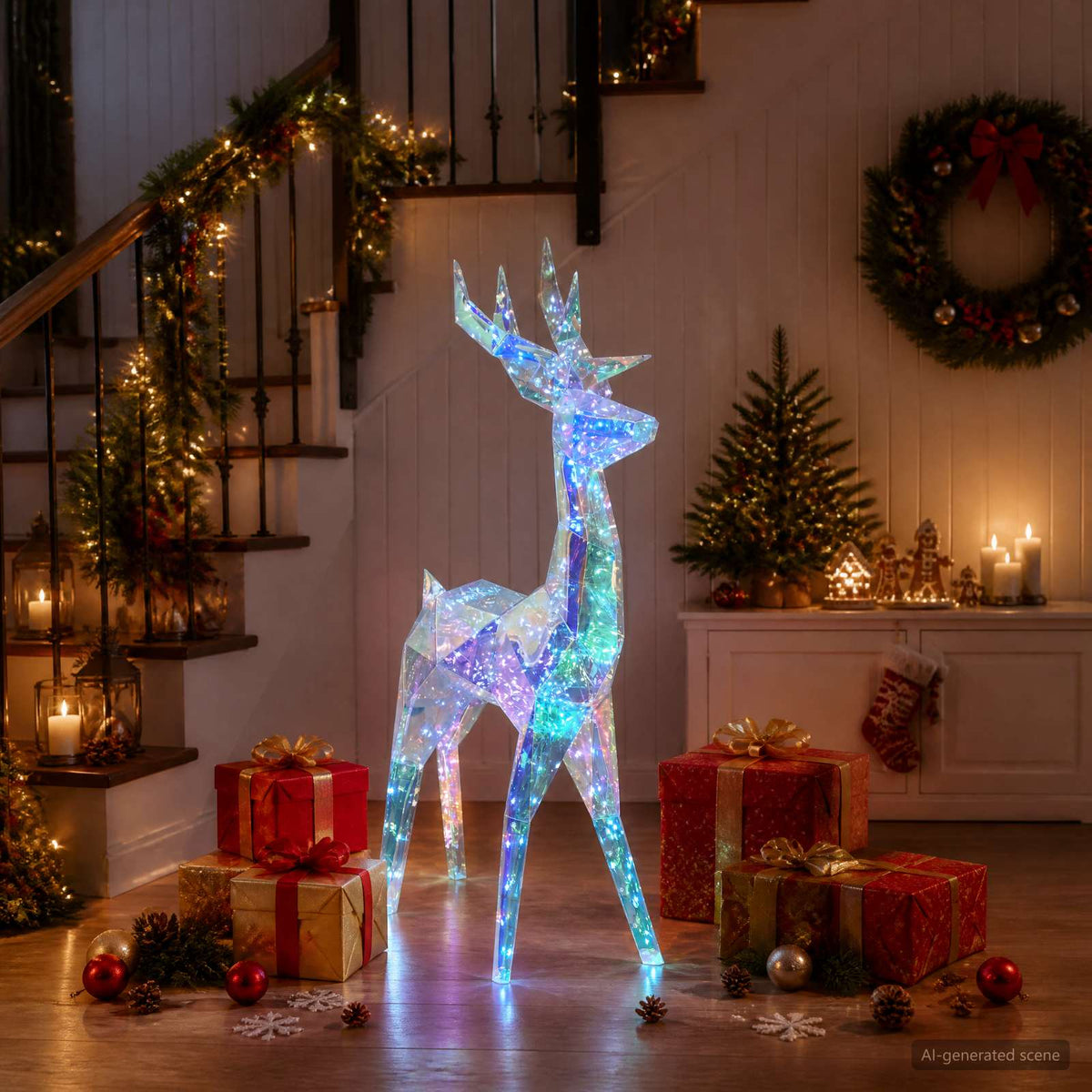 vidaXL Prismatic Iridescent LED Reindeer Multicolour 48 x 19 x 86 cm 1