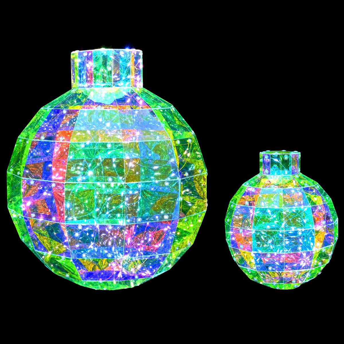 vidaXL Prismatic Iridescent LED Christmas Ball 2 pcs Multicolour 3