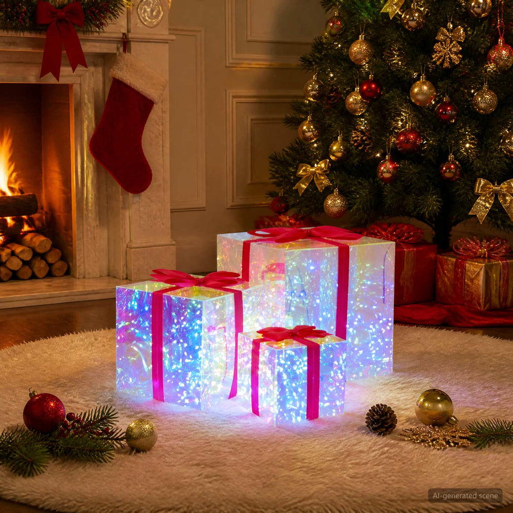 vidaXL Prismatic Iridescent LED Gift Box 3 pcs Multicolour