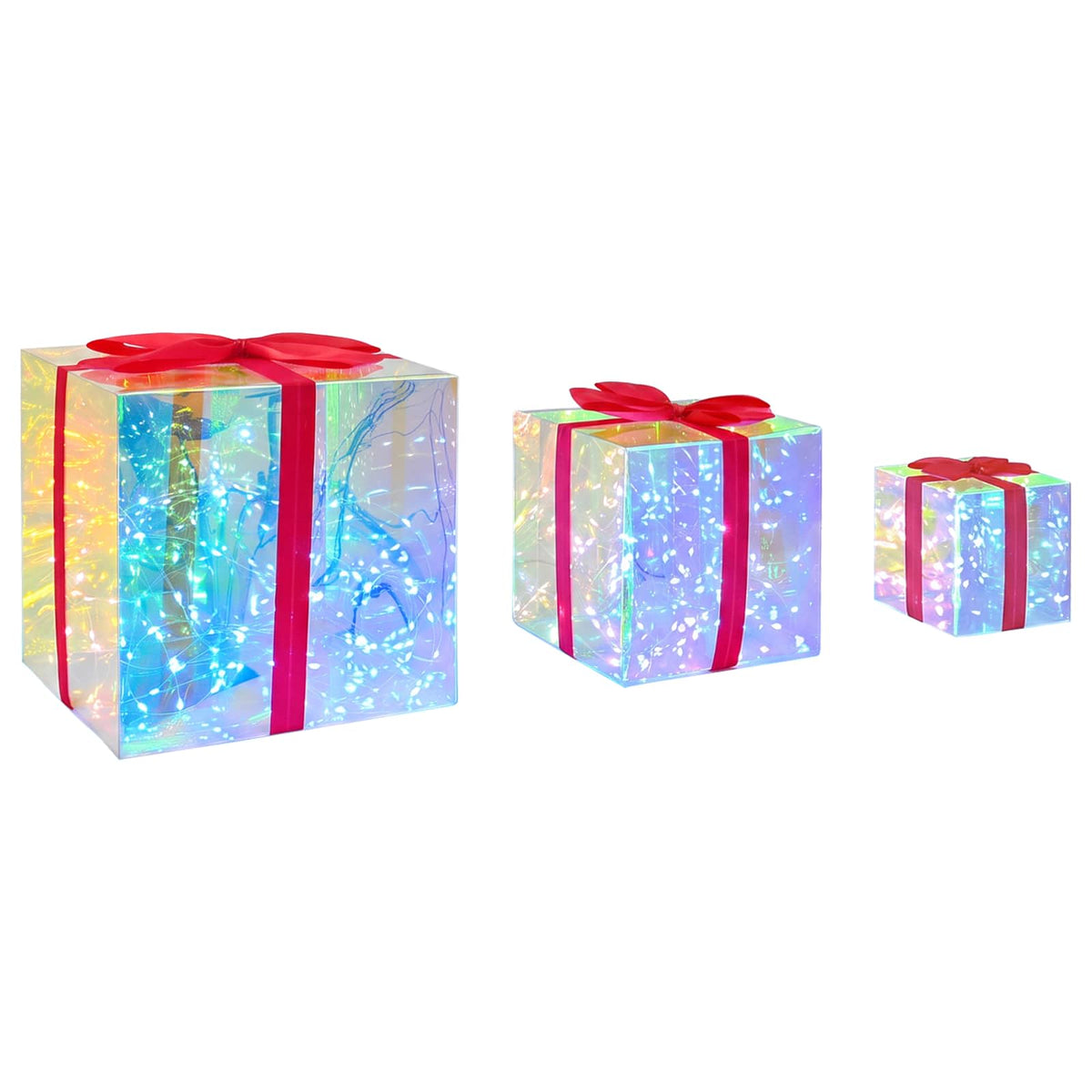 vidaXL Prismatic Iridescent LED Gift Box 3 pcs Multicolour 3
