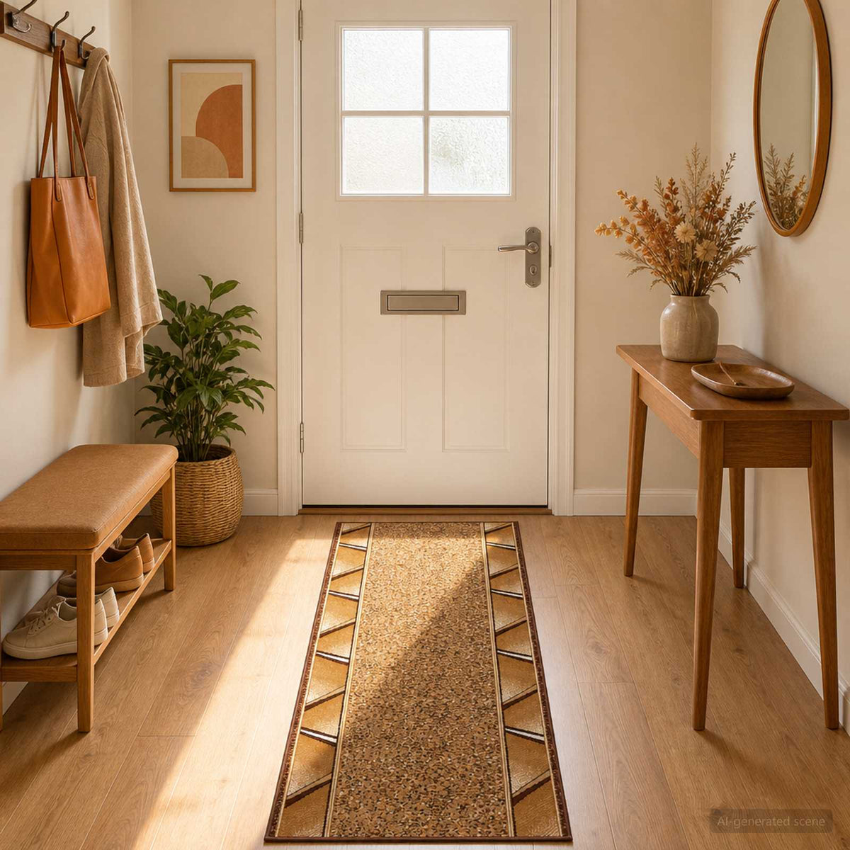 Runner Rug FLORNES Woven PP Ochre zigzag