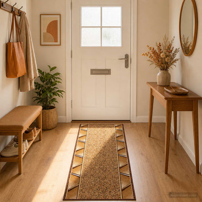 Runner Rug FLORNES Woven PP Ochre zigzag