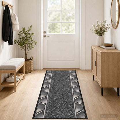 Runner Rug FLORNES Woven PP Grey zigzag