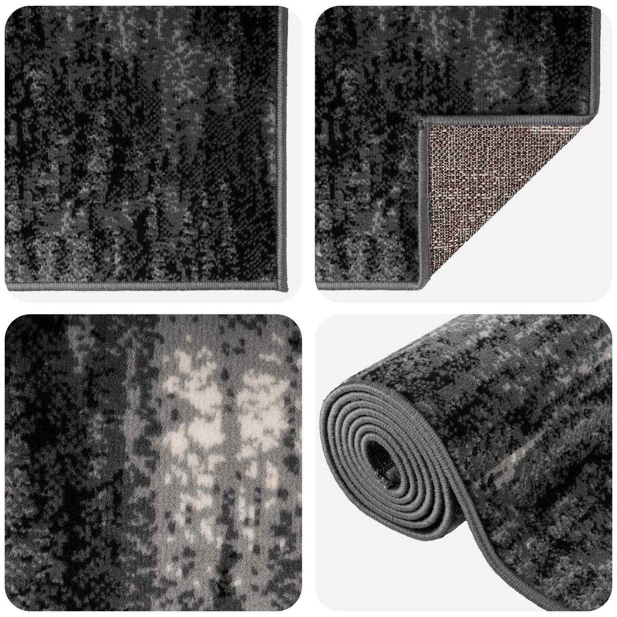 Runner Rug FLORNES Woven 80 x 350 cm PP 7 mm Black brushes