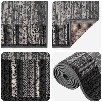 Runner Rug FLORNES Woven PP Grey stripes