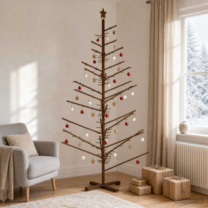 Wooden Christmas Tree KOTKA Bamboo and Solid Pine Wood Dark brown 210 cm