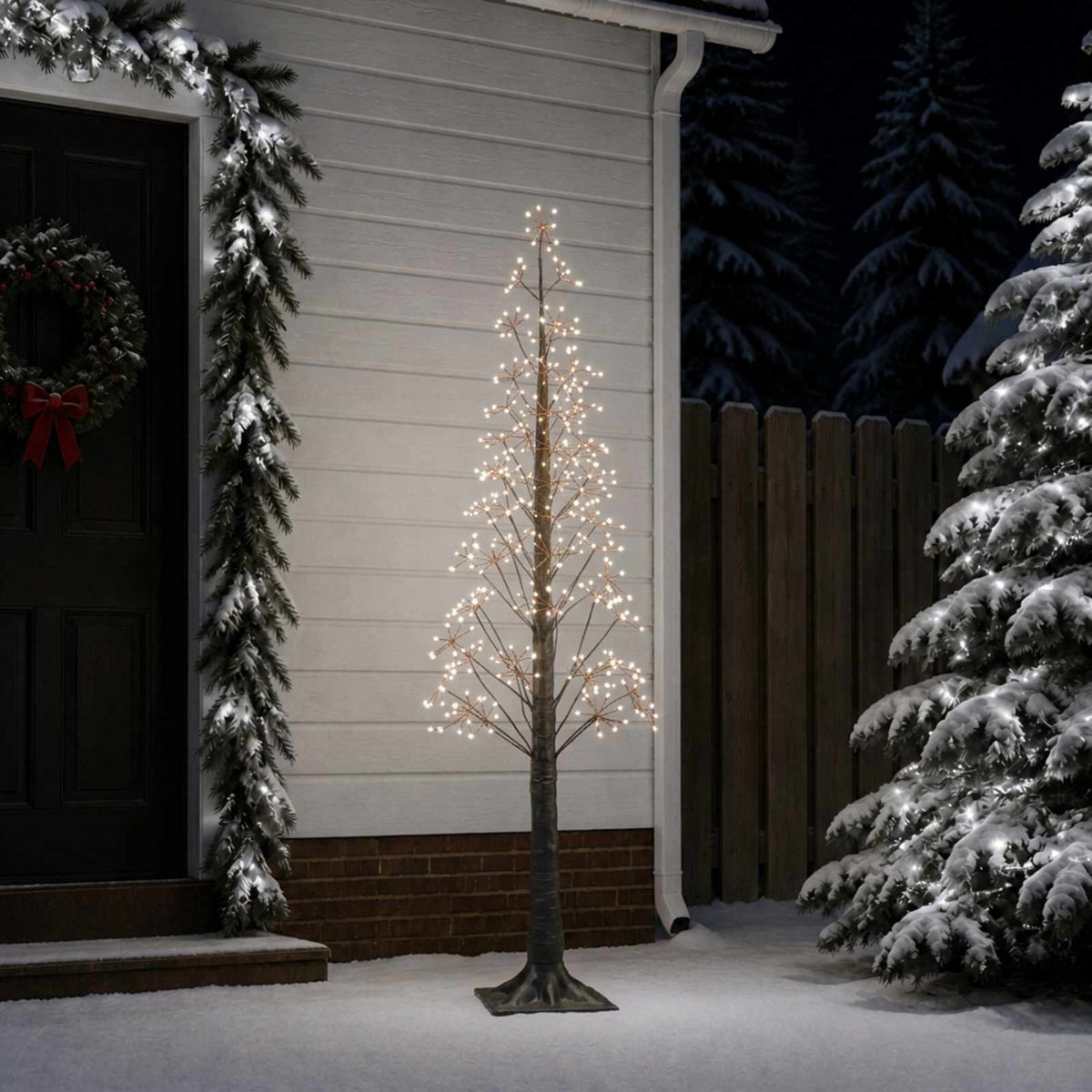 Starburst Christmas Tree White 17 x 17 x Plastic Brown (cold white) 180 cm