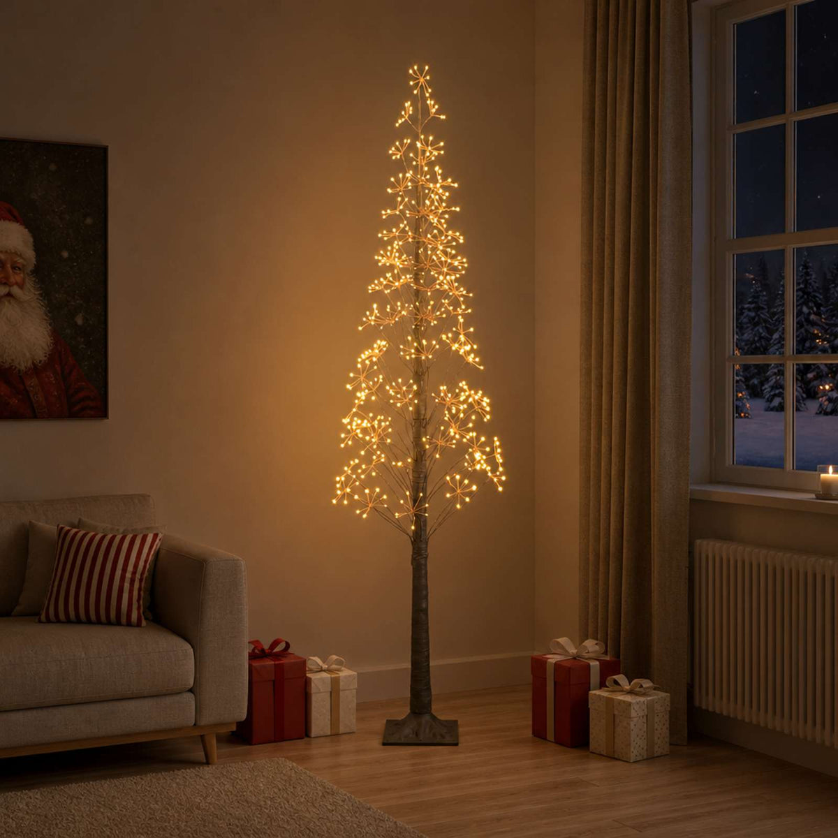 Starburst Christmas Tree White 17 x 17 x Plastic Brown (warm white) 210 cm