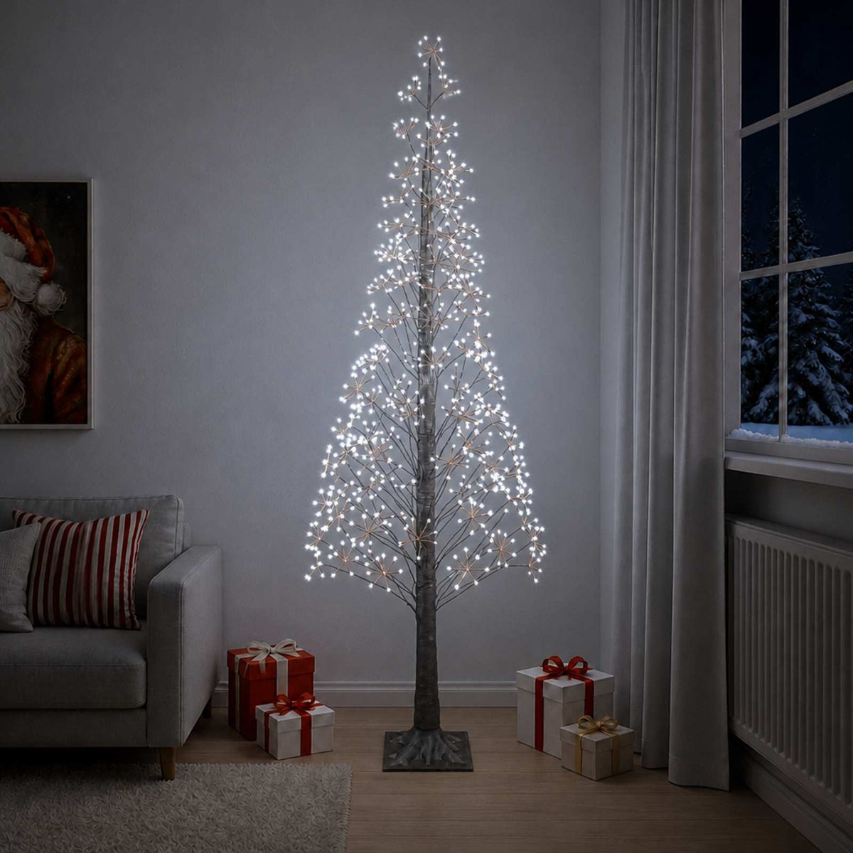 Starburst Christmas Tree White 17 x 17 x Plastic Brown (cold white) 240 cm