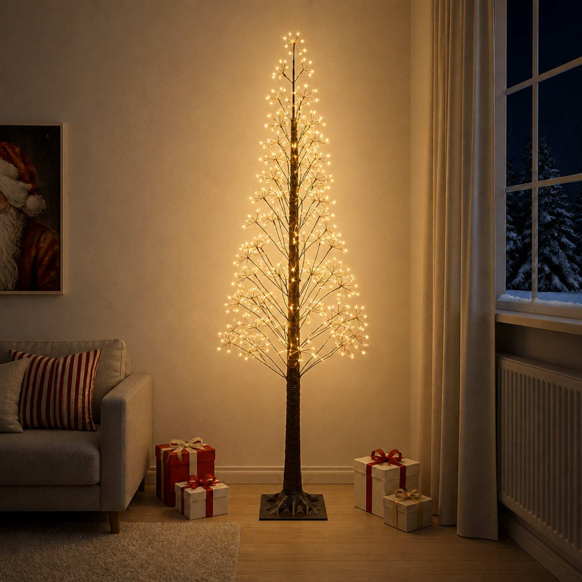 Starburst Christmas Tree White 17 x 17 x Plastic Brown (warm white) 240 cm