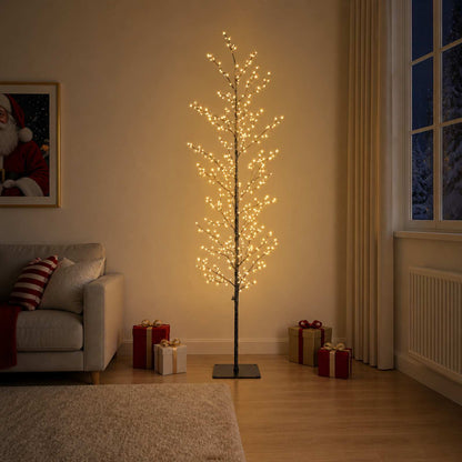 Micro Birch Christmas Tree White Steel 360 LEDs Black (warm white) 180 cm