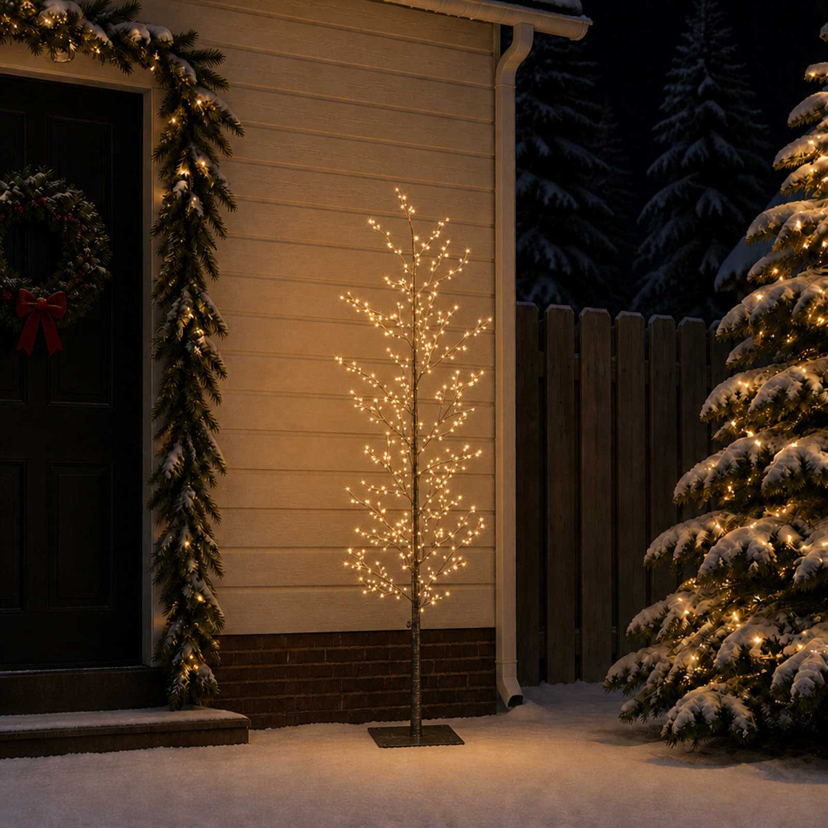 Micro Birch Christmas Tree White Steel 360 LEDs Black (warm white) 180 cm