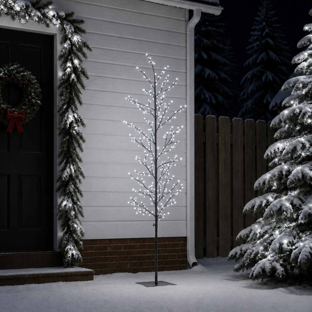 vidaXL Micro Birch Christmas Tree White Steel 360 LEDs