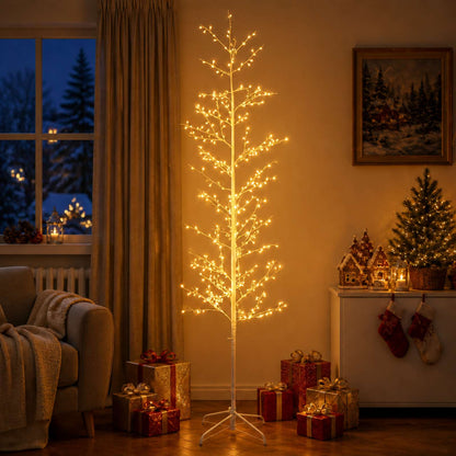 Micro Birch Christmas Tree White Steel 360 LEDs White (warm white) 240 cm