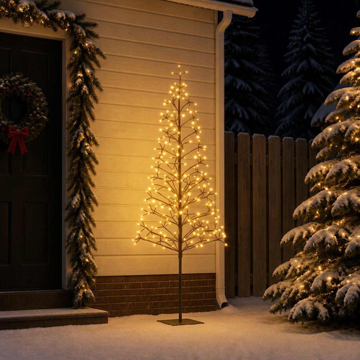 LED String Christmas Tree Black 47 x Steel 228 LEDs Black (warm white) 180 cm