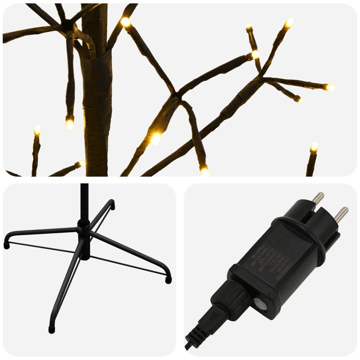 LED String Christmas Tree Black 47 x Steel 228 LEDs Black (warm white) 180 cm