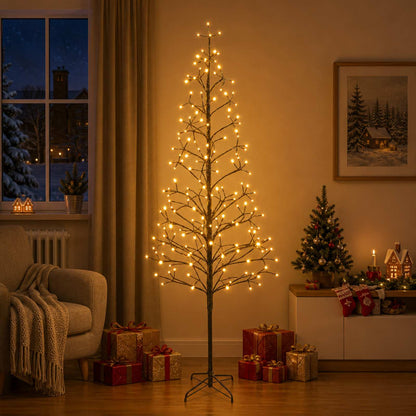 LED String Christmas Tree Black 47 x Steel 228 LEDs Black (warm white) 210 cm