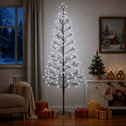 LED String Christmas Tree Black 47 x Steel 228 LEDs Black (cold white) 240 cm