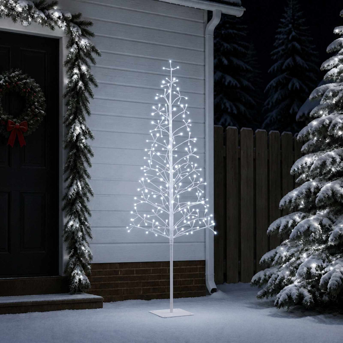 LED String Christmas Tree Black 47 x Steel 228 LEDs White (cold white) 180 cm