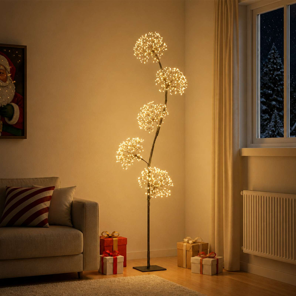 S-Shape LED Christmas Tree Black 18 x 18 x Steel Black (warm white) 175 cm