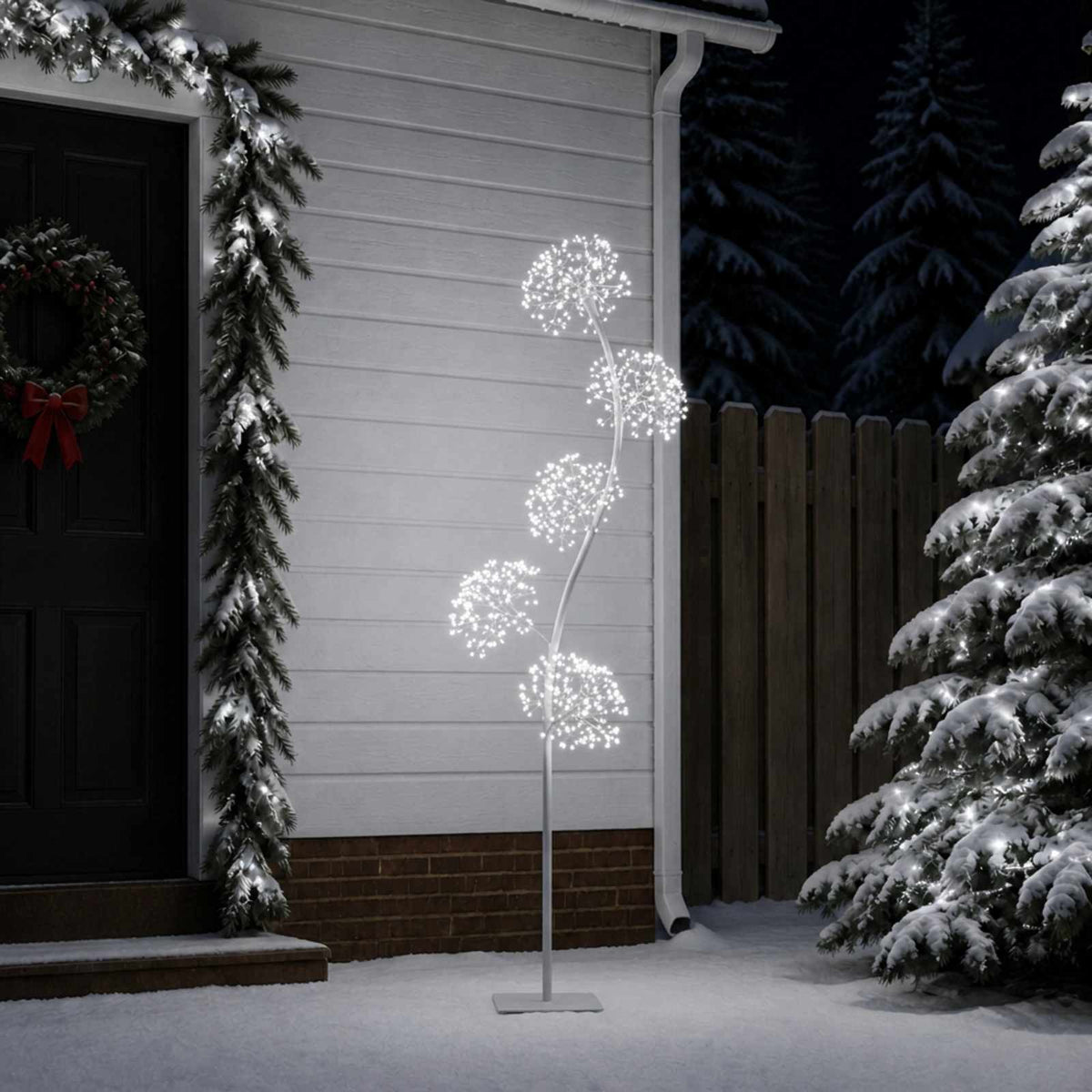 S-Shape LED Christmas Tree Black 18 x 18 x Steel White (cold white) 175 cm