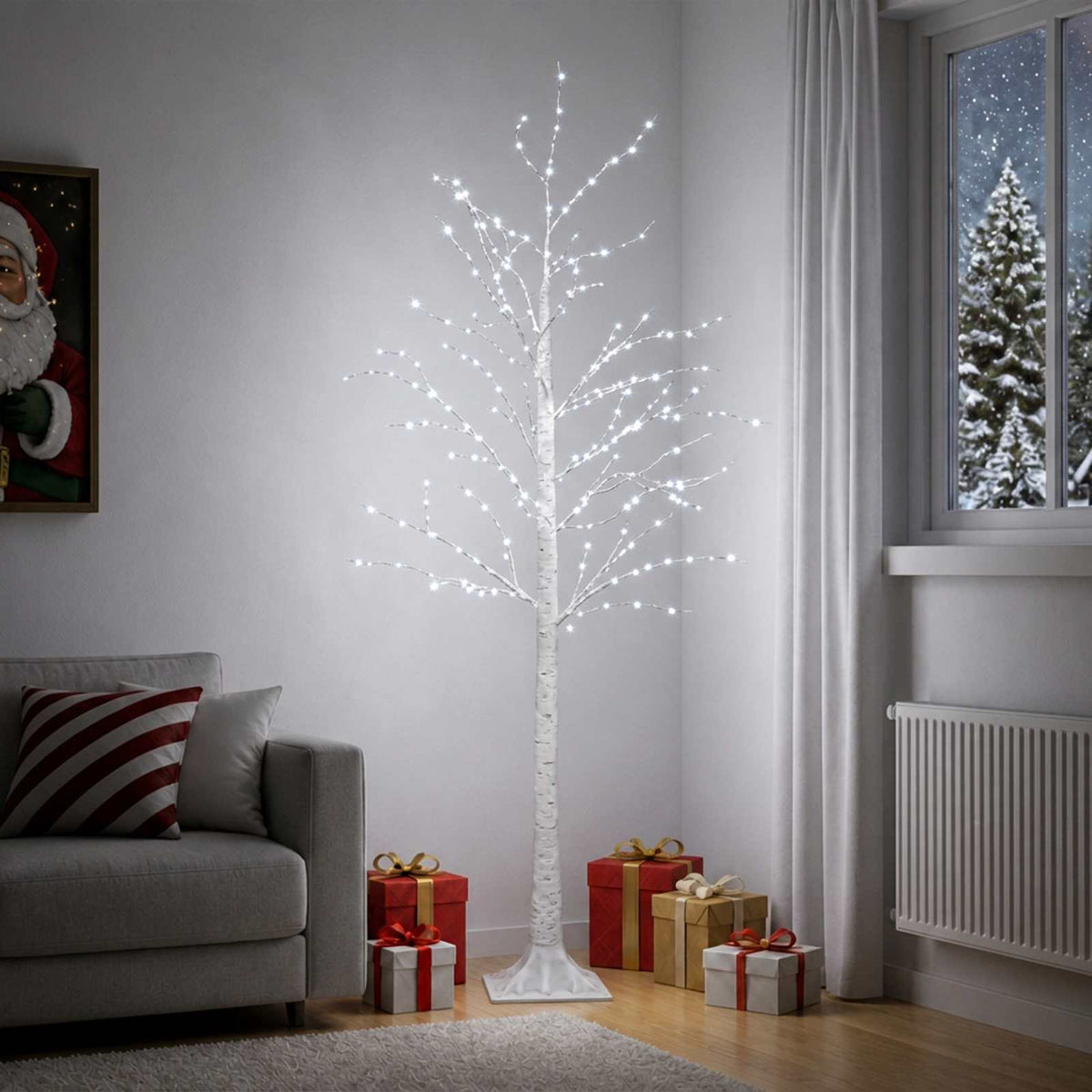 Birch Christmas Tree White 22 x 22 x Plastic 174 LEDs 180 cm Cold white