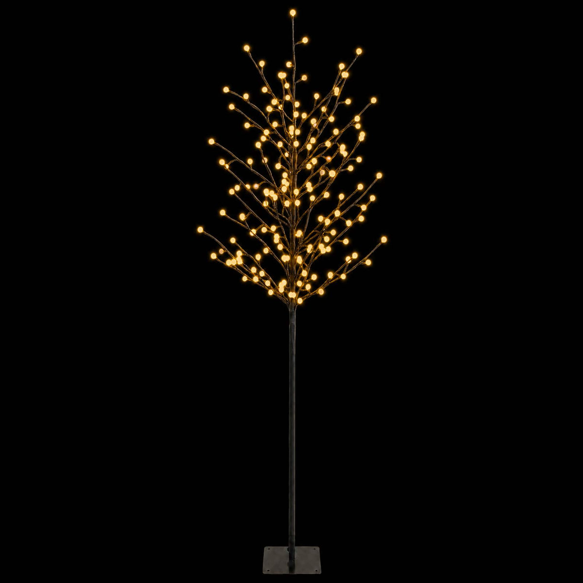 LED Ball Christmas Tree Black Steel 220 LEDs 180 cm Warm white