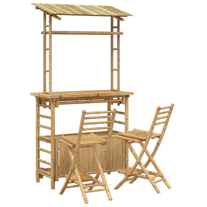 vidaXL Outdoor Bar Table and Stools 3 pcs 2-Seaters Natural Bamboo 2