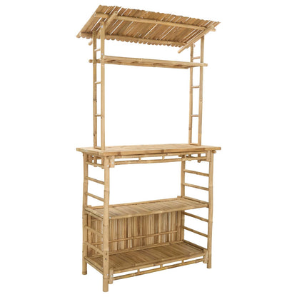vidaXL Outdoor Bar Table and Stools 3 pcs 2-Seaters Natural Bamboo 5