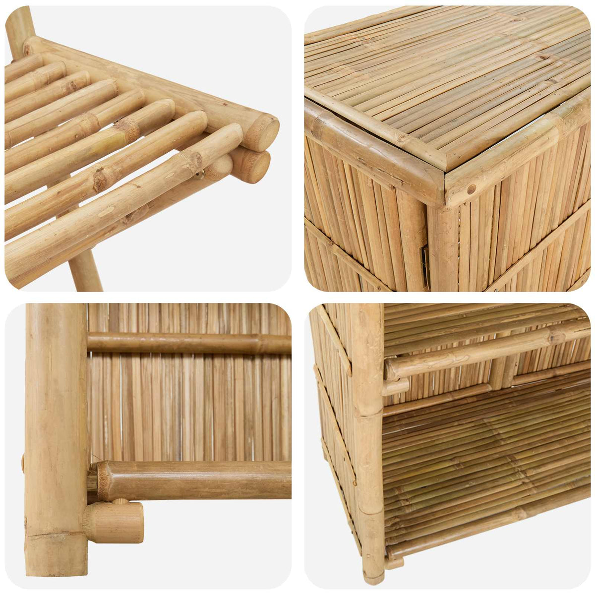vidaXL Outdoor Bar Table and Stools 3 pcs 2-Seaters Natural Bamboo 6