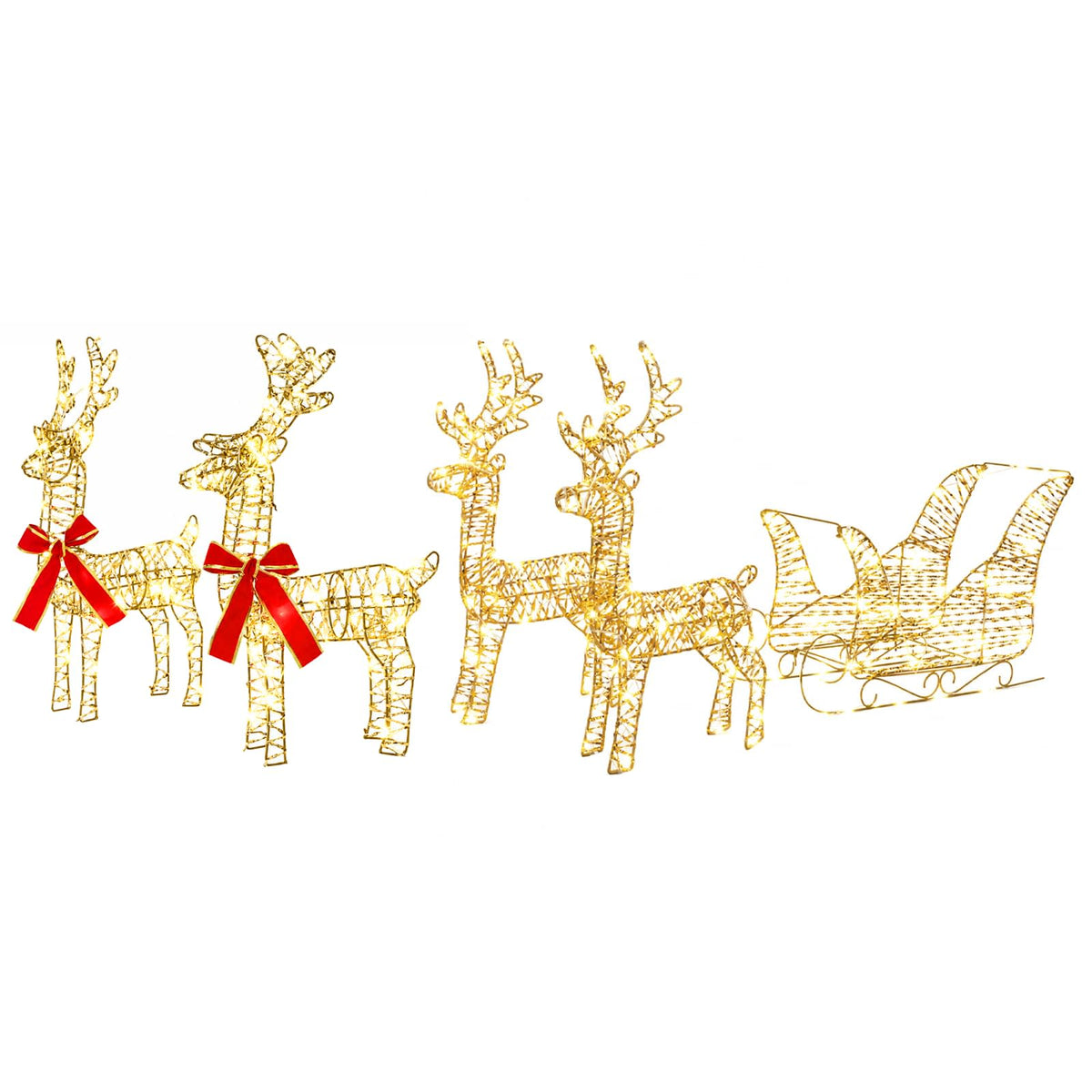 vidaXL Christmas Reindeer with sleigh 5 pcs 240 LEDs Warm White 2