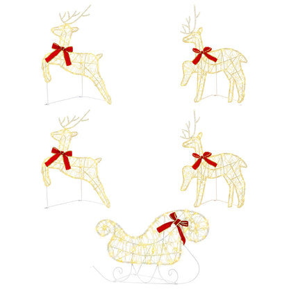 Christmas Reindeer with sleigh 100 LEDs Acrylic 5 Warm white