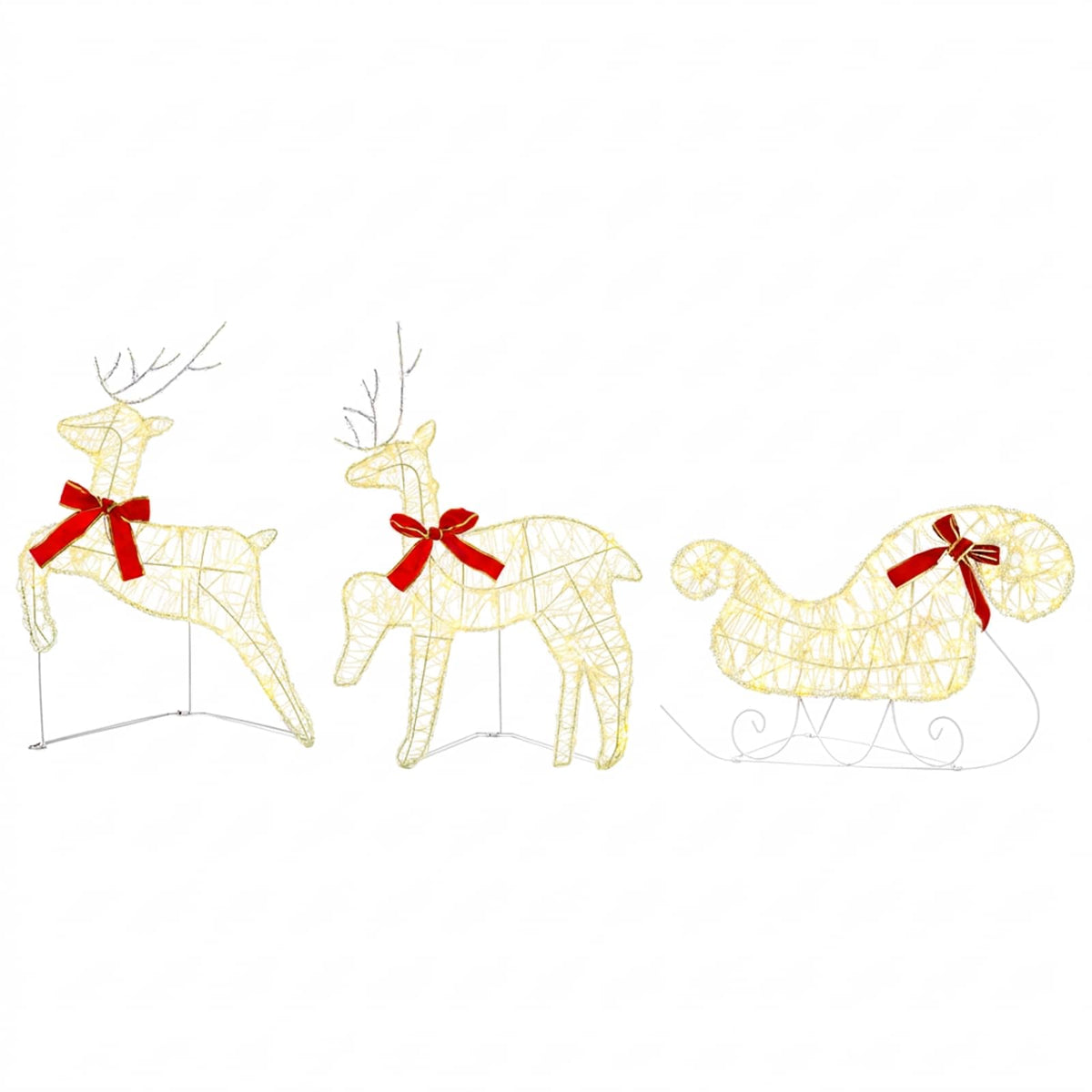 Christmas Reindeer with sleigh 100 LEDs Acrylic 5 Warm white