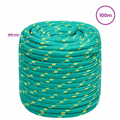 Multipurpose Utility Rope PP 150 kg Max Load Length 100 m Green 16 mm