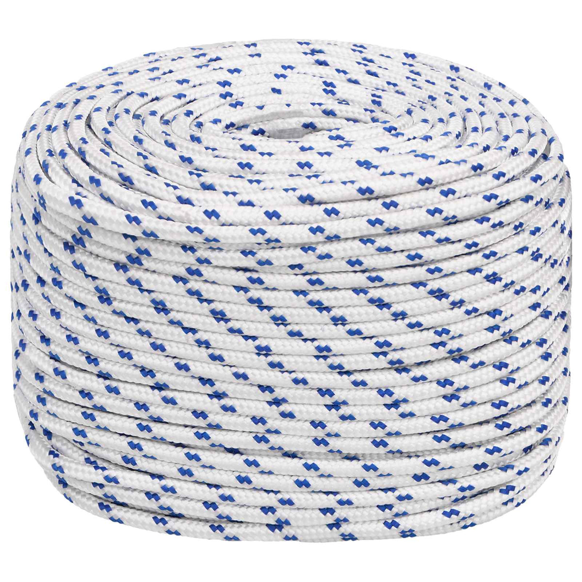 Multipurpose Utility Rope PP 645 kg Max Load Length 500 m 10 mm White and blue