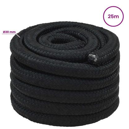 Multipurpose Utility Rope PP 27 kg Max Load Length 25 m Black 30 mm