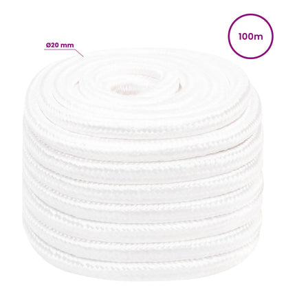 Multipurpose Utility Rope PP 105 kg Max Load Length 100 m White 20 mm