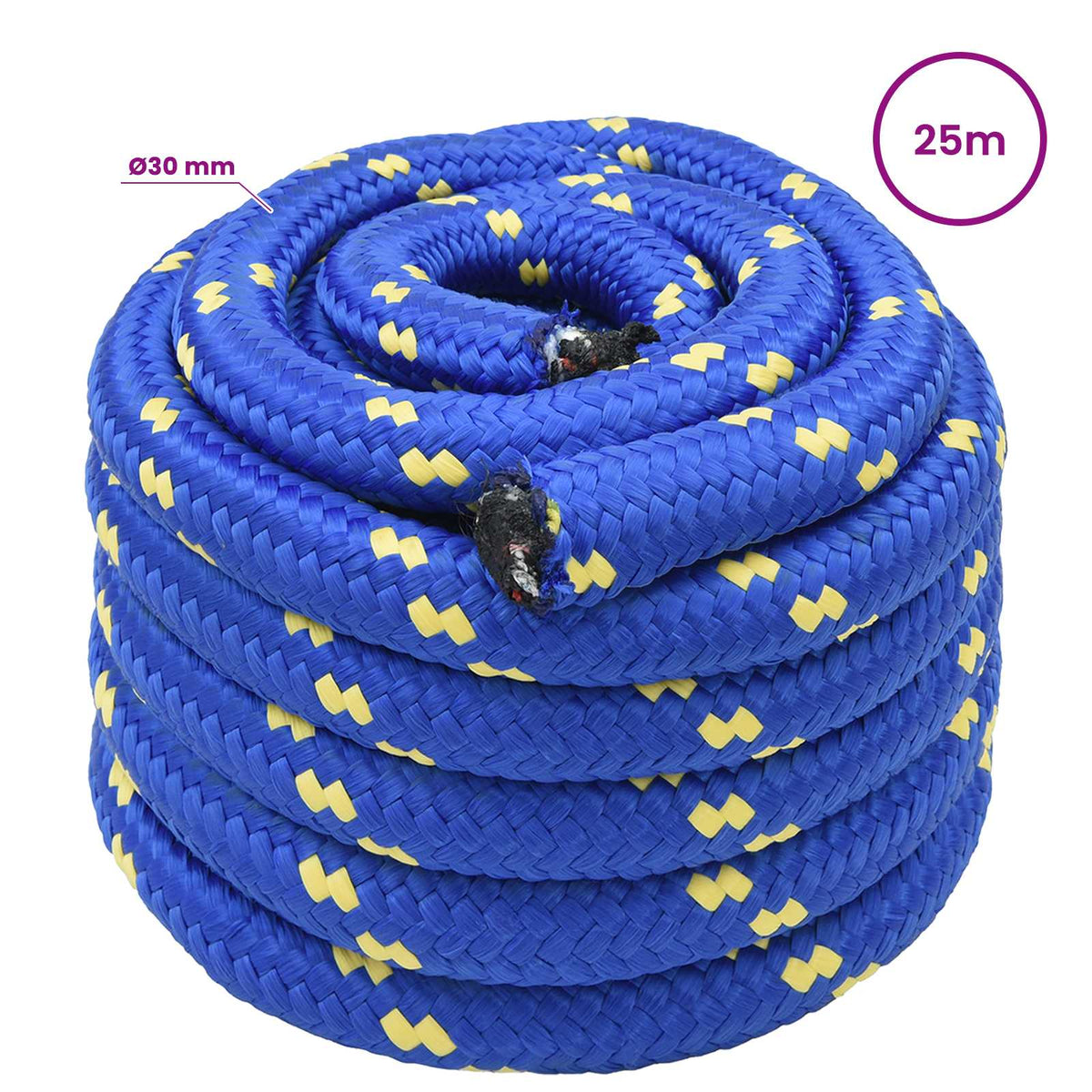 Multipurpose Utility Rope PP 27 kg Max Load Length 25 m Blue 30 mm